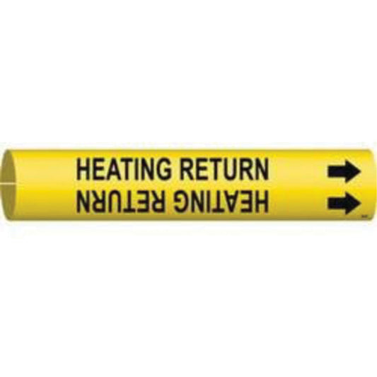 Brady "Heating Return" Pipe Marker, Snap-On, 2-13/16" H x 2-13/16" W, Black on Yellow