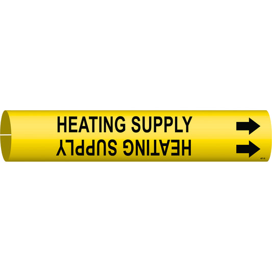 Brady "Heating Supply" Pipe Marker, Snap-On, 7/8" H x 7/8" W, Black on Yellow
