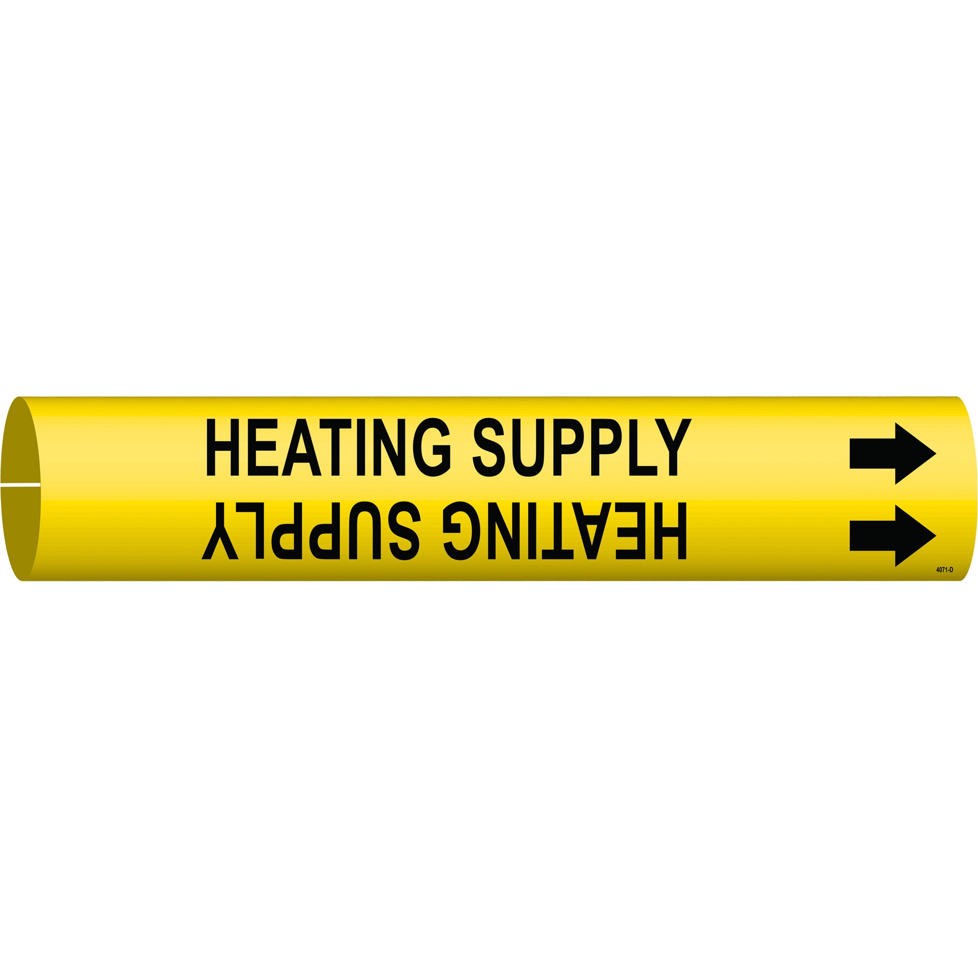 Brady "Heating Supply" Pipe Marker, Snap-On, 2-13/16" H x 2-13/16" W, Black on Yellow