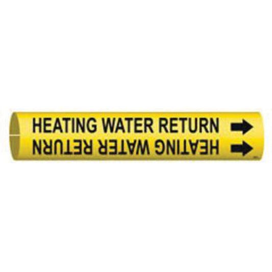 Brady "Heating Water Return" Pipe Marker, Snap-On, 13/16" H x 13/16" W, Black on Yellow