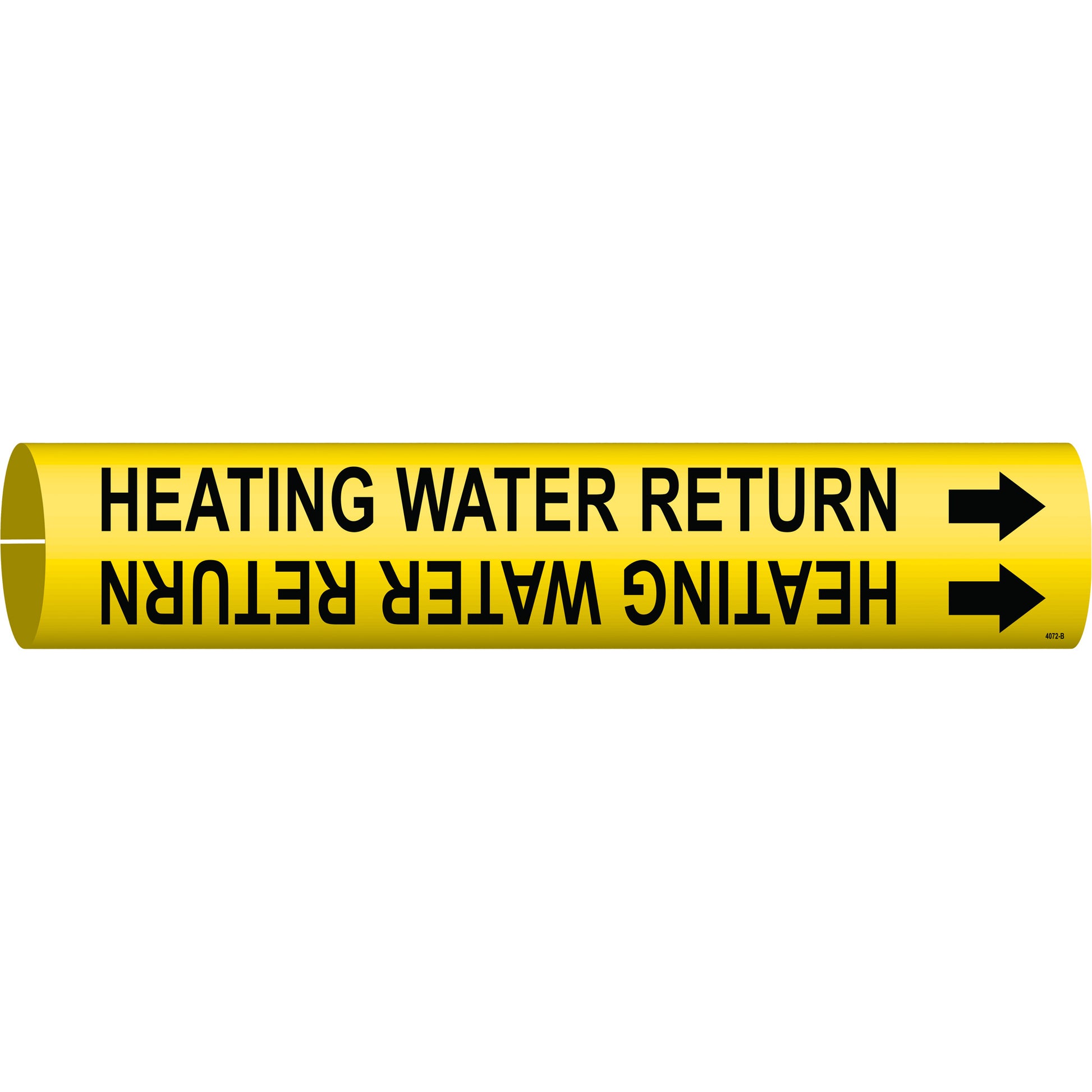 Brady "Heating Water Return" Pipe Marker, Snap-On, 7/8" H x 7/8" W, Black on Yellow