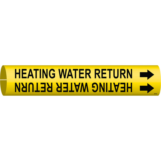 Brady "Heating Water Return" Pipe Marker, Snap-On, 7/8" H x 7/8" W, Black on Yellow