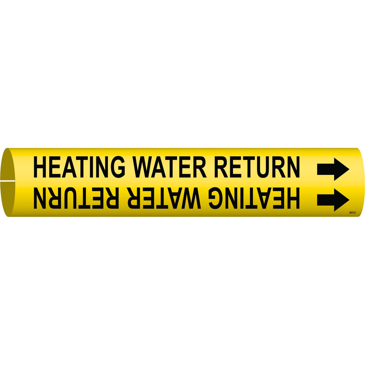 Brady "Heating Water Return" Pipe Marker, Snap-On, 2" H x 2" W, Black on Yellow