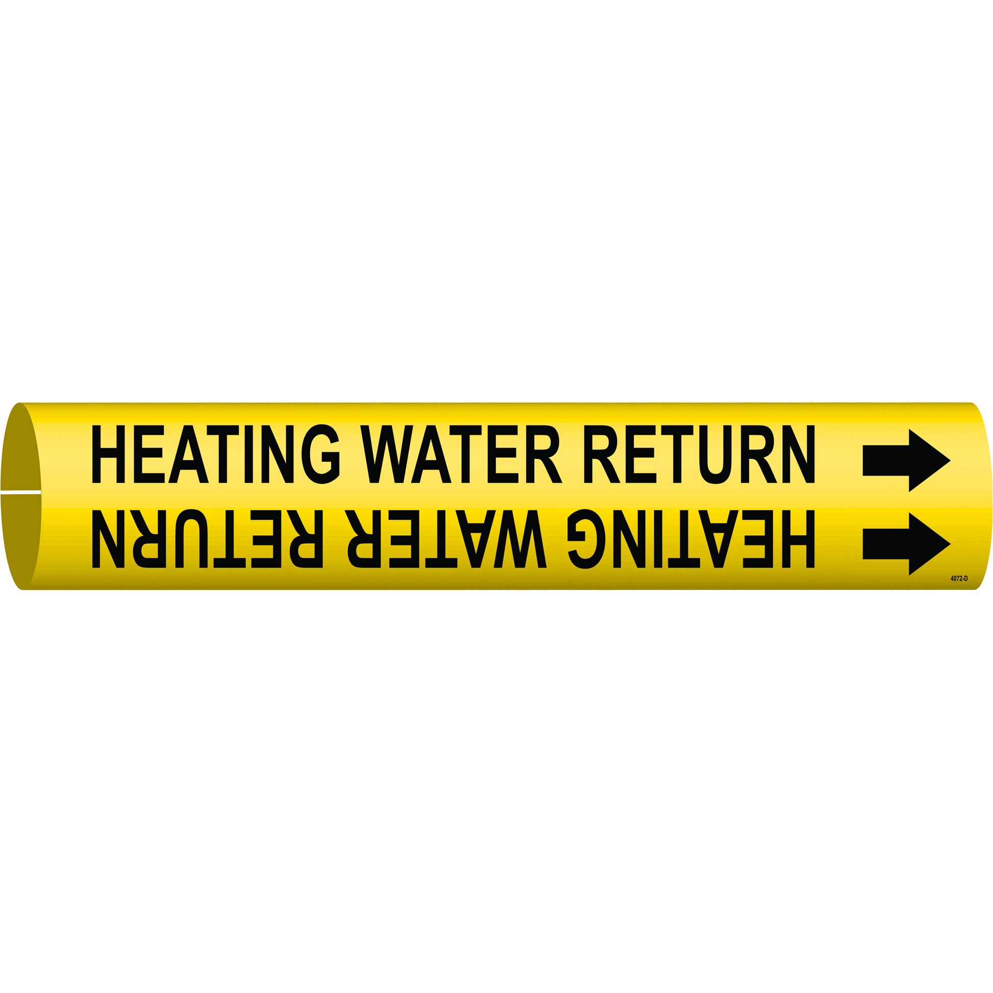 Brady "Heating Water Return" Pipe Marker, Snap-On, 2-13/16" H x 2-13/16" W, Black on Yellow