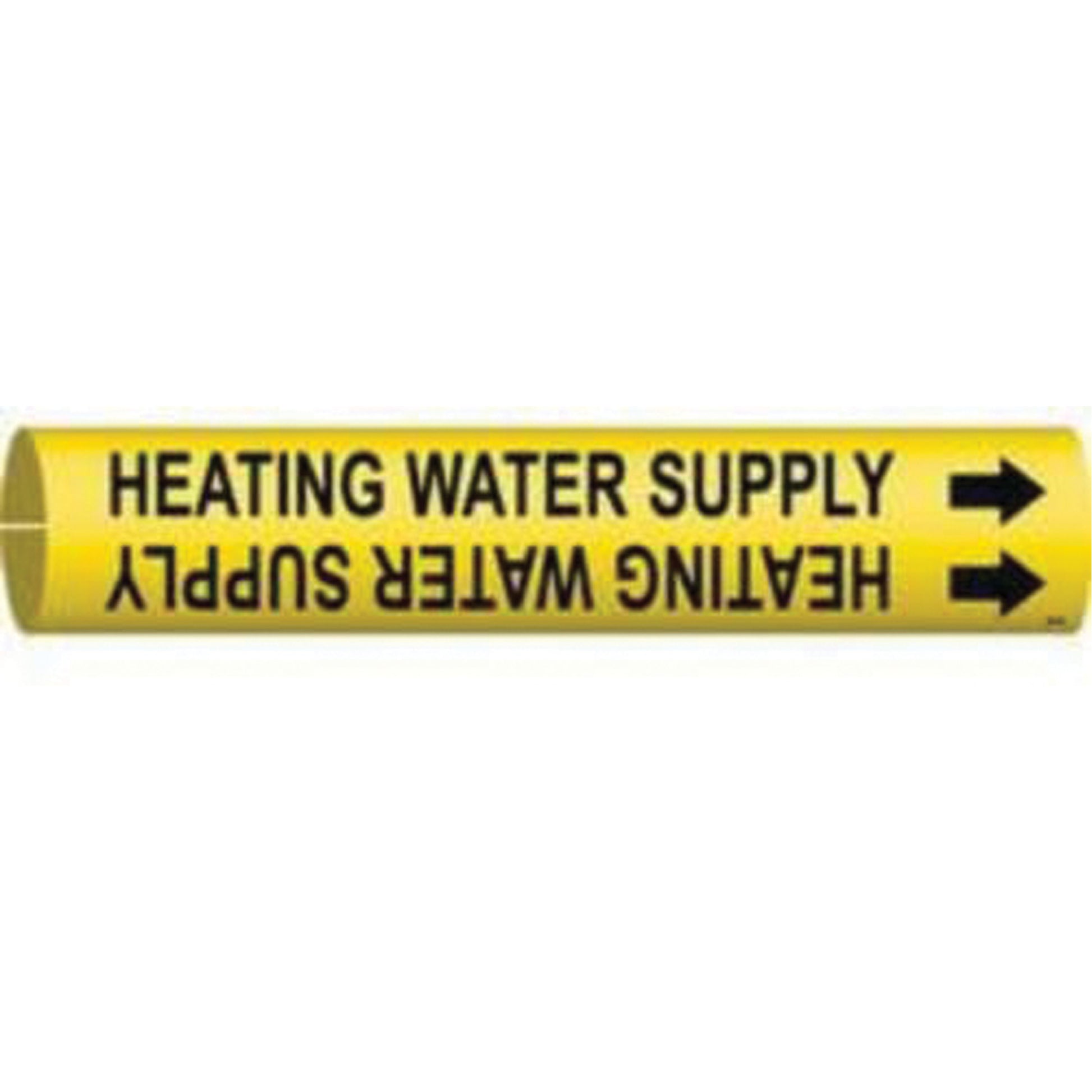 Brady "Heating Water Supply" Pipe Marker, Snap-On, 13/16" H x 13/16" W, Black on Yellow