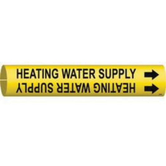 Brady "Heating Water Supply" Pipe Marker, Snap-On, 13/16" H x 13/16" W, Black on Yellow