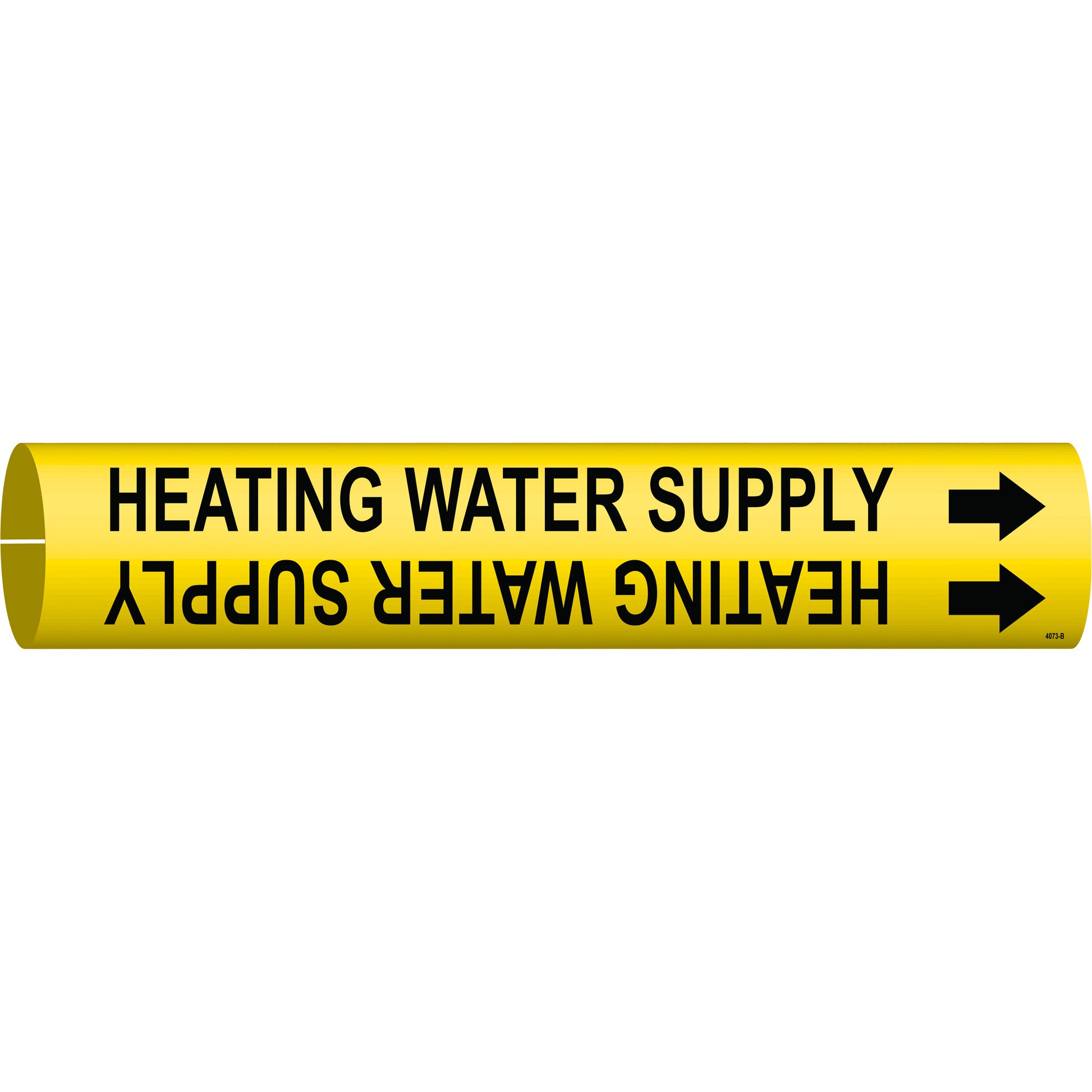 Brady "Heating Water Supply" Pipe Marker, Snap-On, 7/8" H x 7/8" W, Black on Yellow