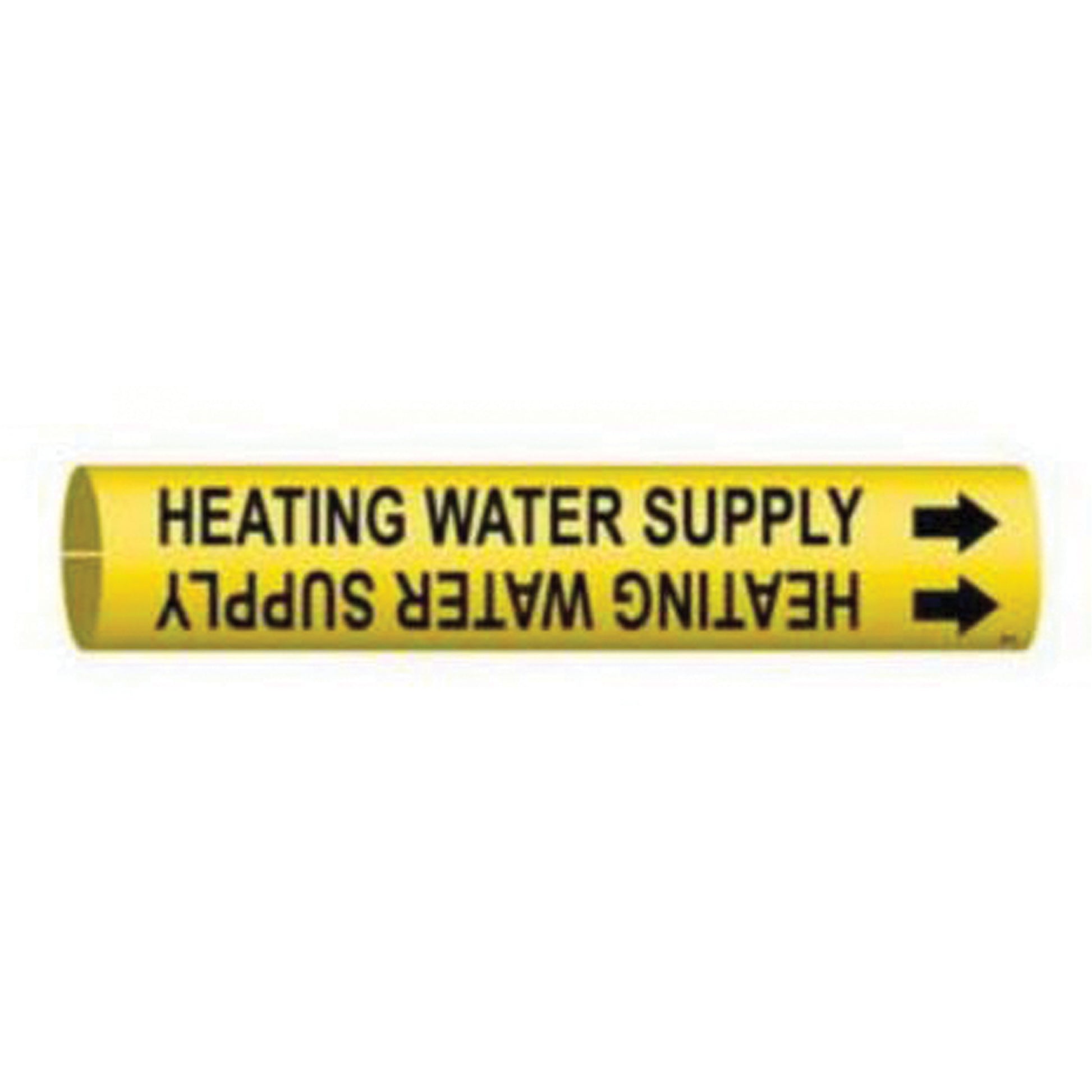 Brady "Heating Water Supply" Pipe Marker, Snap-On, 2-13/16" H x 2-13/16" W, Black on Yellow