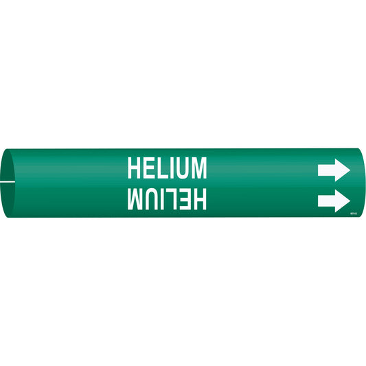 Brady "Helium" Pipe Marker, Snap-On, 7/8" H x 7/8" W, White on Green