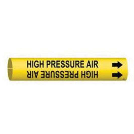 Brady "High Pressure Air" Pipe Marker, Snap-On, 13/16" H x 13/16" W, Black on Yellow