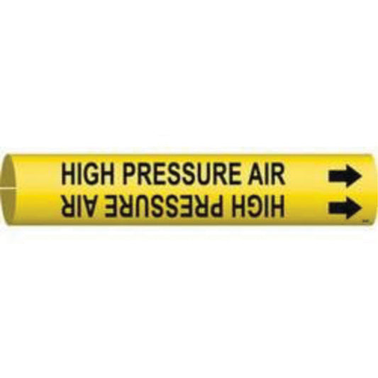 Brady "High Pressure Air" Pipe Marker, Snap-On, 7/8" H x 7/8" W, Black on Yellow