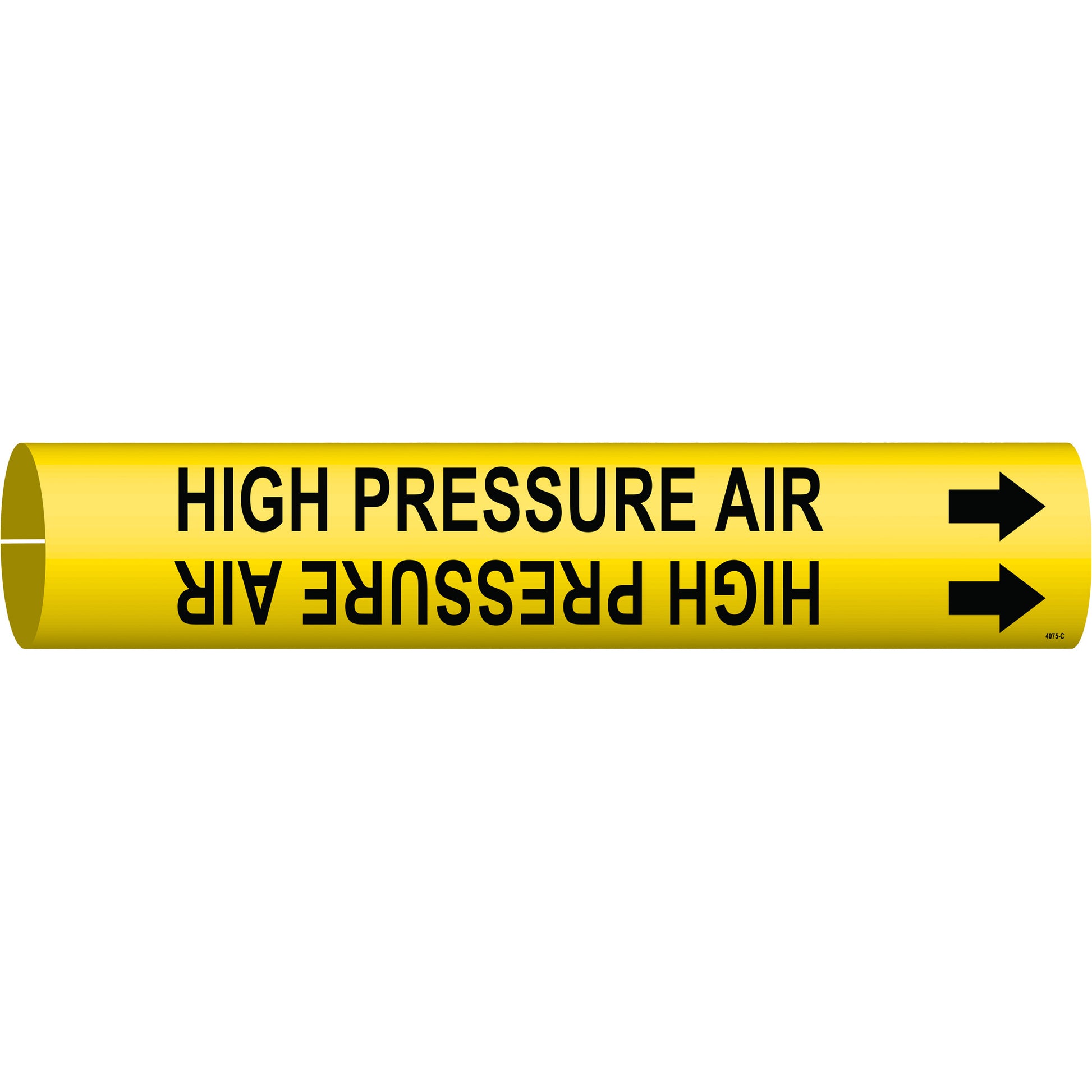 Brady "High Pressure Air" Pipe Marker, Snap-On, 2" H x 2" W, Black on Yellow