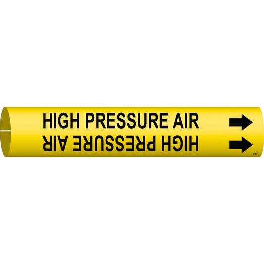 Brady "High Pressure Air" Pipe Marker, Snap-On, 2" H x 2" W, Black on Yellow