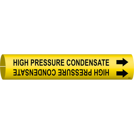 Brady "High Pressure Condensate" Pipe Marker, Snap-On, 2" H x 2" W, Black on Yellow