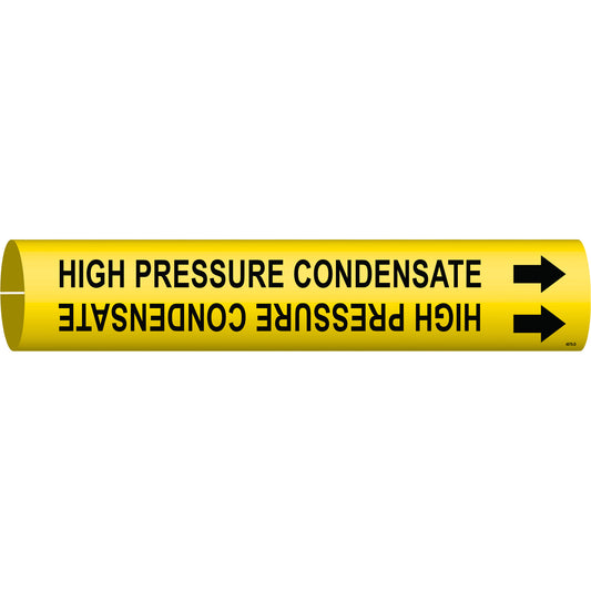 Brady "High Pressure Condensate" Pipe Marker, Snap-On, 2-13/16" H x 2-13/16" W, Black on Yellow