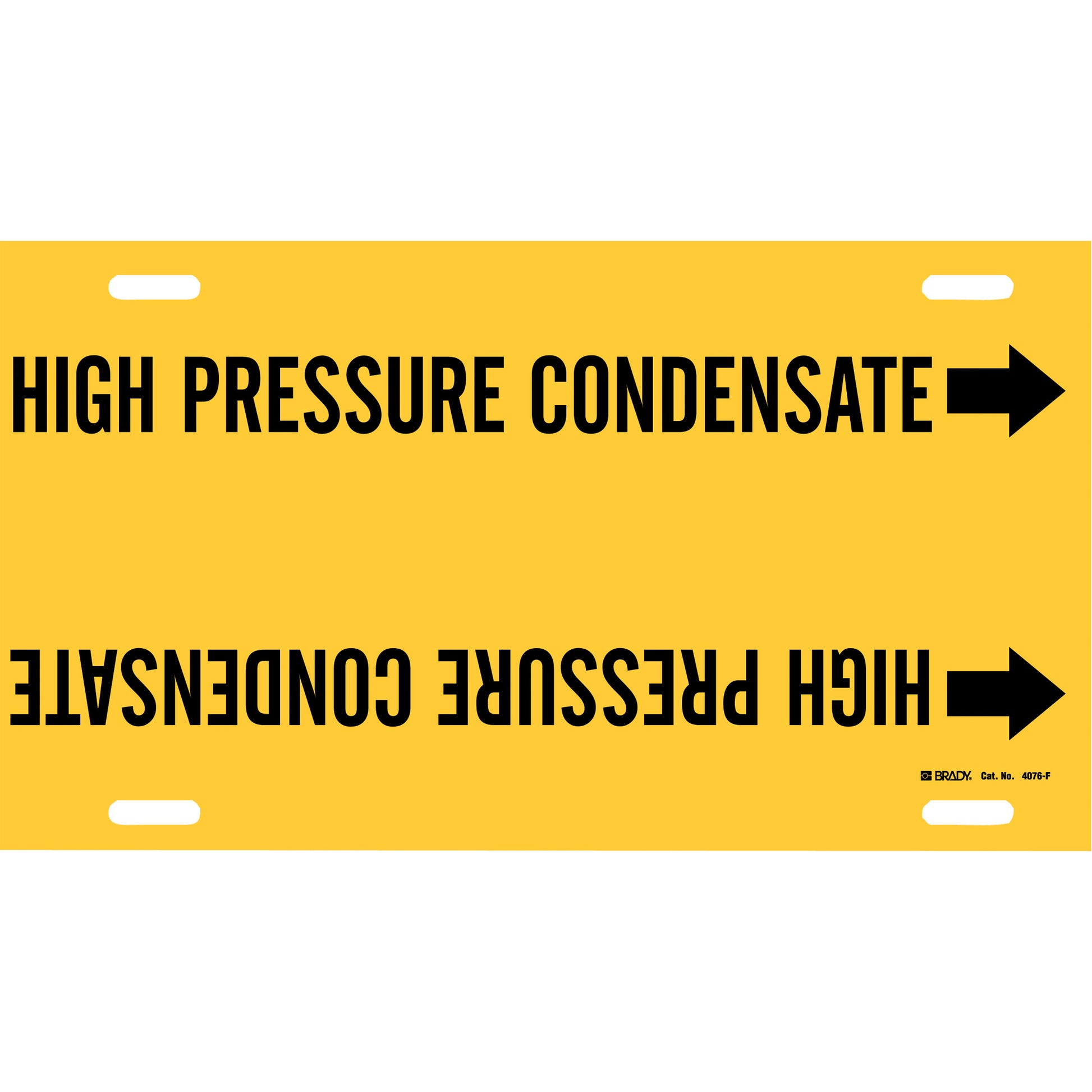 Brady "High Pressure Condensate" Pipe Marker, Strap-On, 8" H x 16" W, Black on Yellow