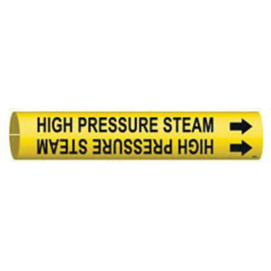Brady "High Pressure Steam" Pipe Marker, Snap-On, 13/16" H x 13/16" W, Black on Yellow
