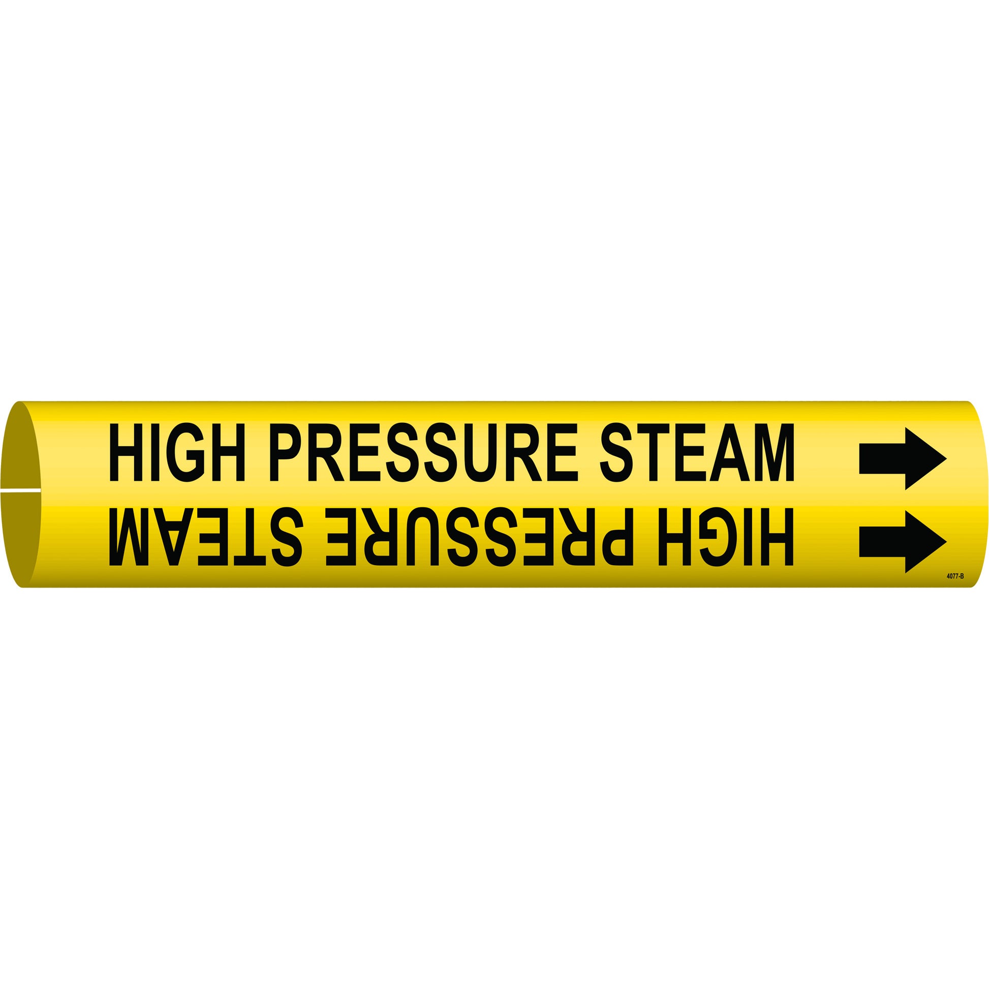Brady "High Pressure Steam" Pipe Marker, Snap-On, 7/8" H x 7/8" W, Black on Yellow
