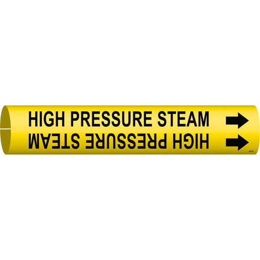 Brady "High Pressure Steam" Pipe Marker, Snap-On, 7/8" H x 7/8" W, Black on Yellow