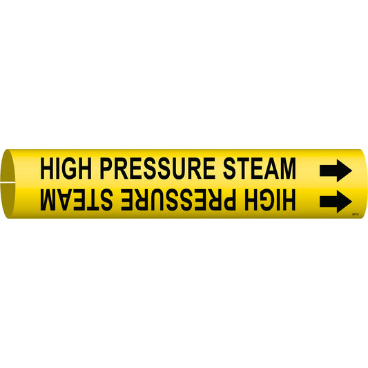 Brady "High Pressure Steam" Pipe Marker, Snap-On, 2-13/16" H x 2-13/16" W, Black on Yellow