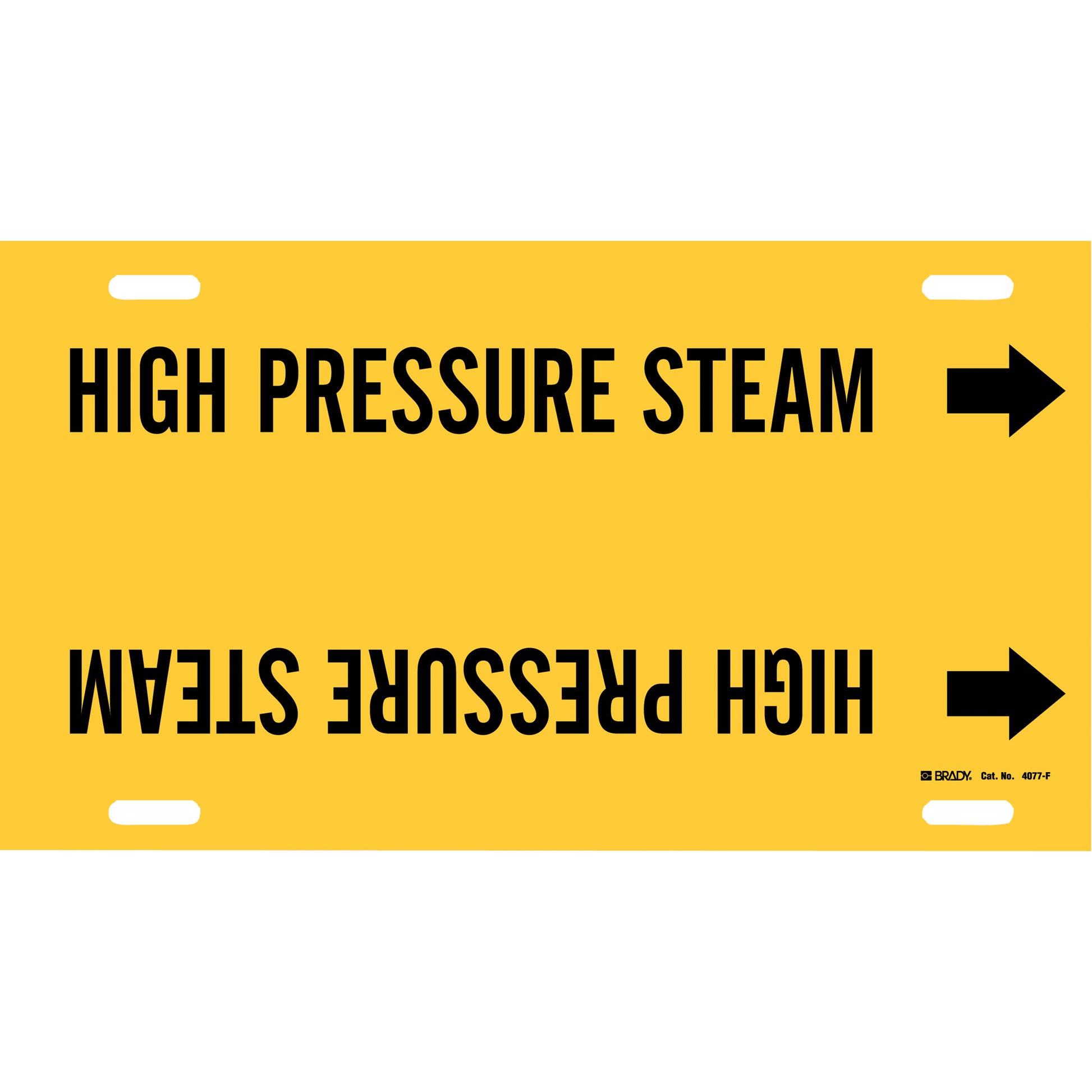 Brady "High Pressure Steam" Pipe Marker, Strap-On, 8" H x 16" W, Black on Yellow