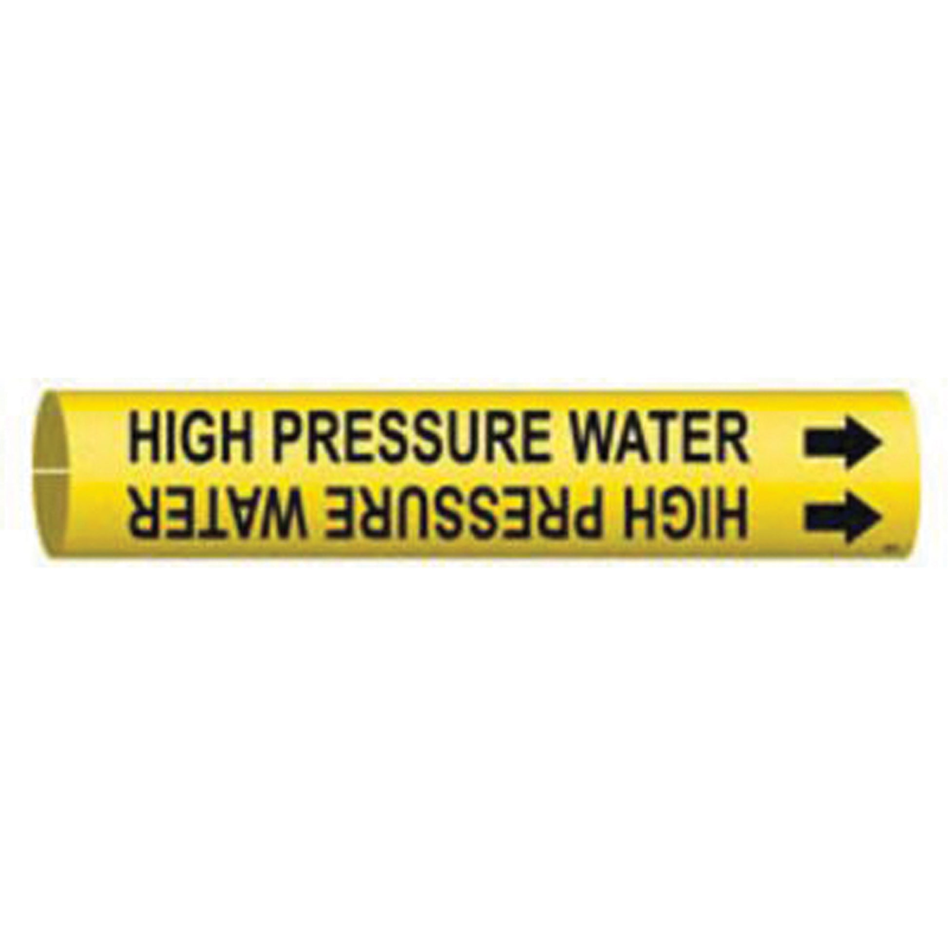 Brady "High Pressure Water" Pipe Marker, Snap-On, 13/16" H x 13/16" W, Black on Yellow