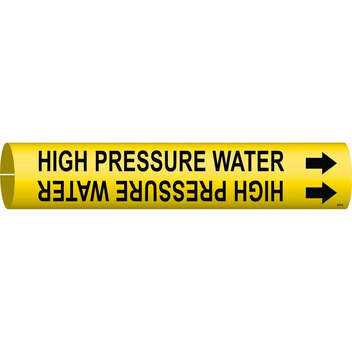 Brady "High Pressure Water" Pipe Marker, Snap-On, 7/8" H x 7/8" W, Black on Yellow