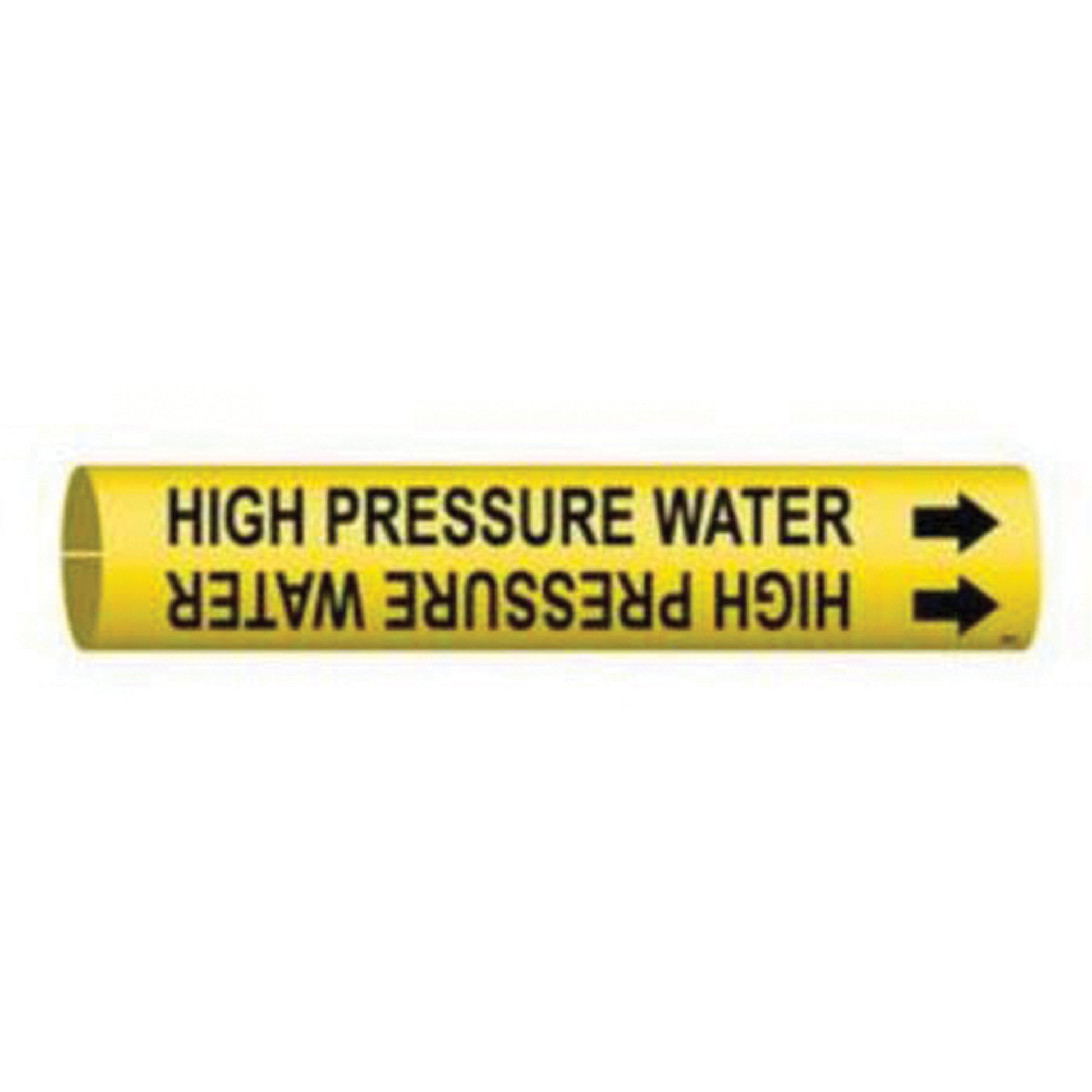 Brady "High Pressure Water" Pipe Marker, Snap-On, 2-13/16" H x 2-13/16" W, Black on Yellow