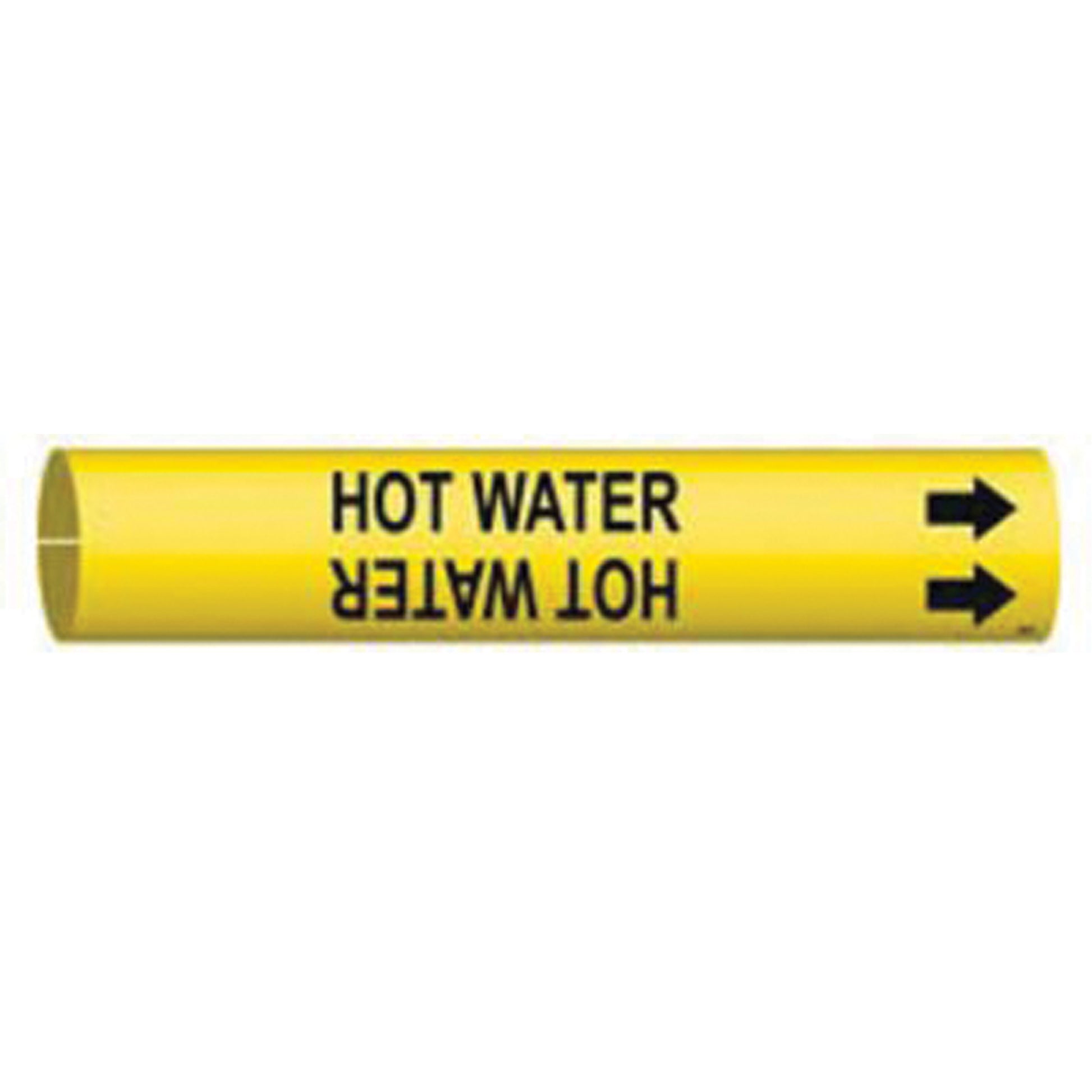 Brady "Hot Water" Pipe Marker, Snap-On, 13/16" H x 13/16" W, Black on Yellow