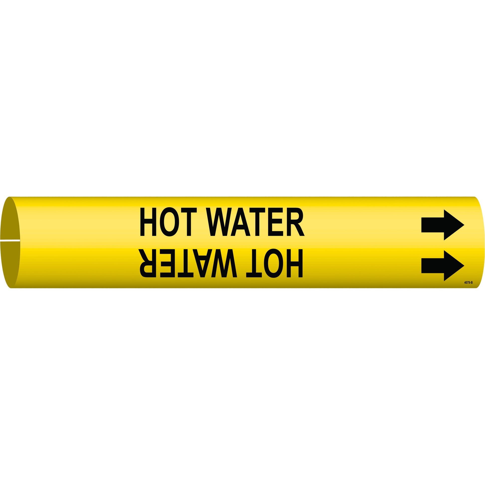Brady "Hot Water" Pipe Marker, Snap-On, 7/8" H x 7/8" W, Black on Yellow