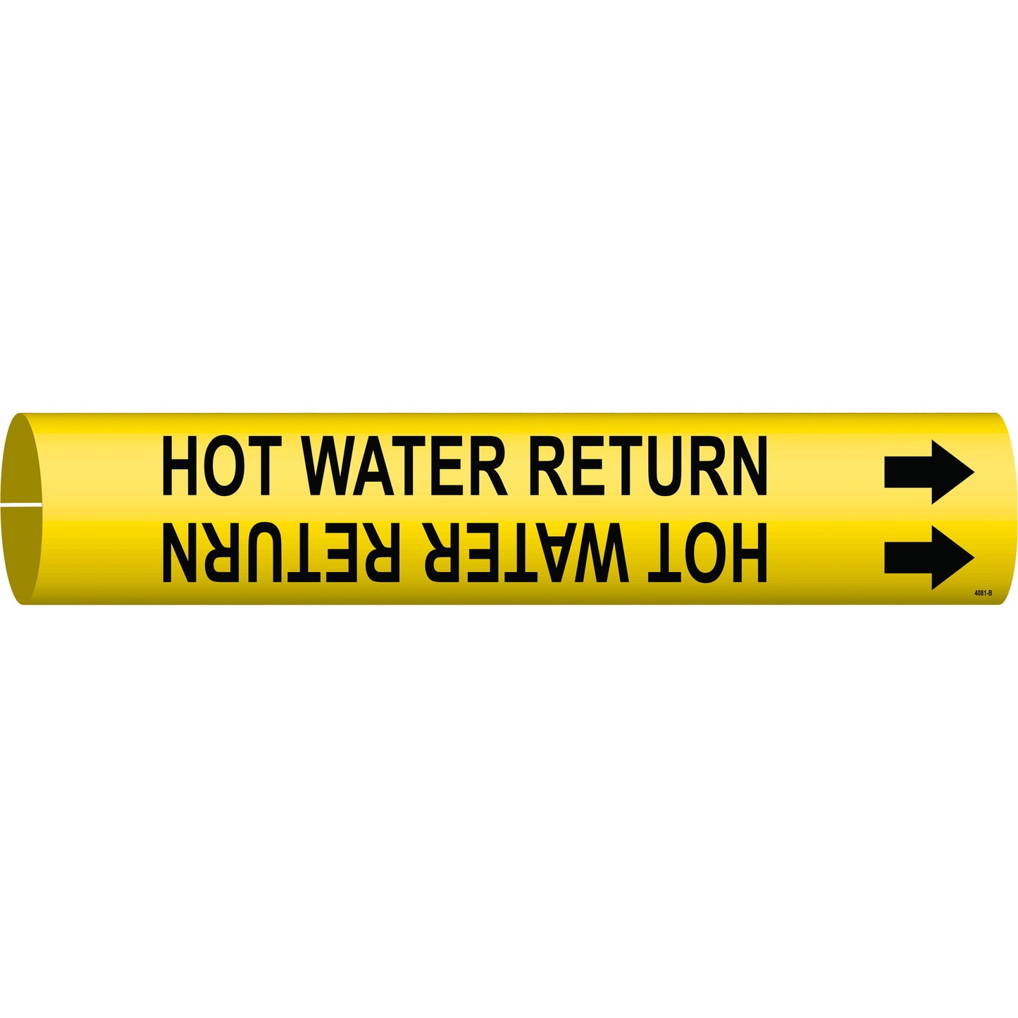 Brady "High Pressure Return" Pipe Marker, Snap-On, 7/8" H x 7/8" W, Black on Yellow