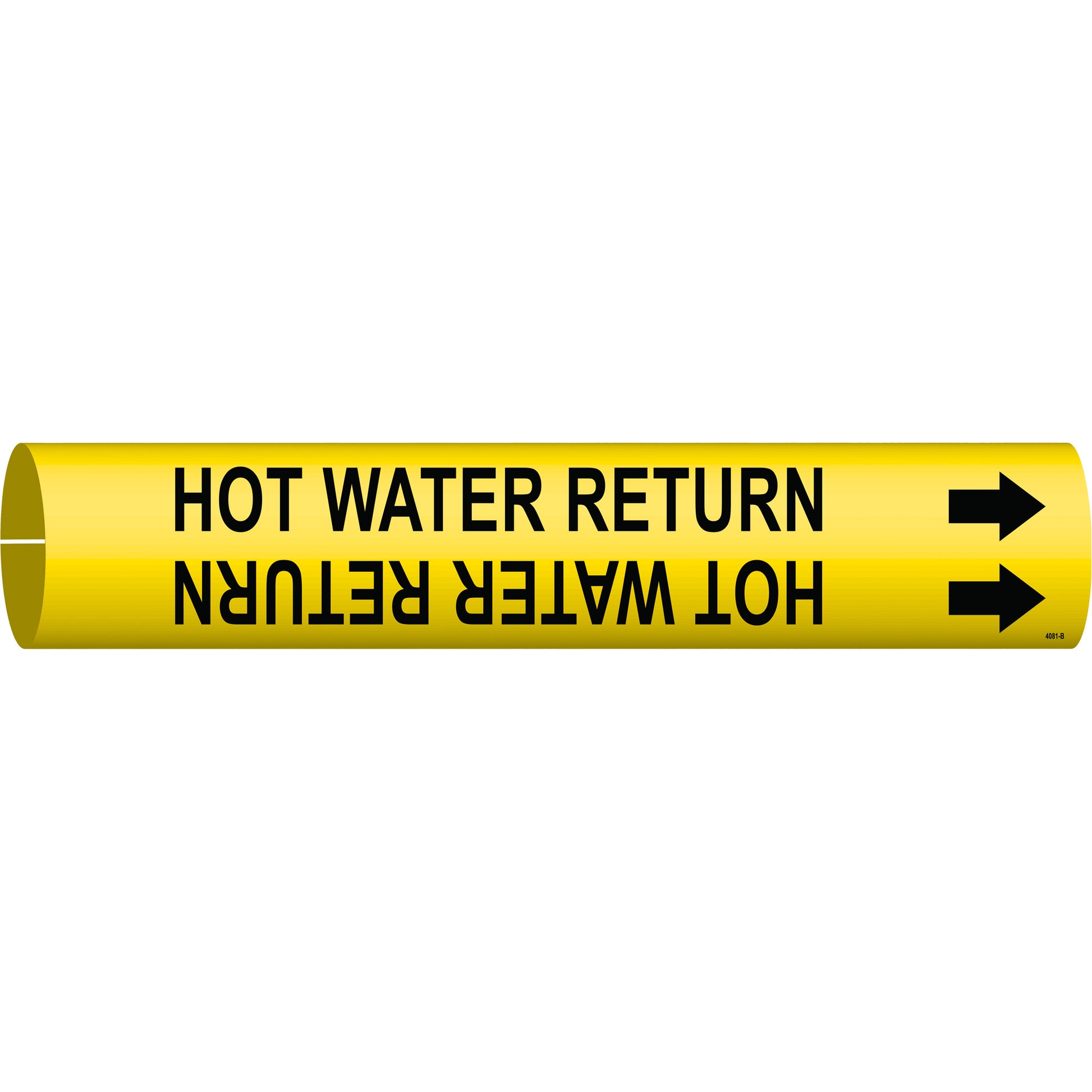 Brady "High Pressure Return" Pipe Marker, Snap-On, 7/8" H x 7/8" W, Black on Yellow