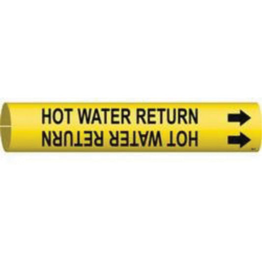 Brady "High Pressure Return" Pipe Marker, Snap-On, 2" H x 2" W, Black on Yellow