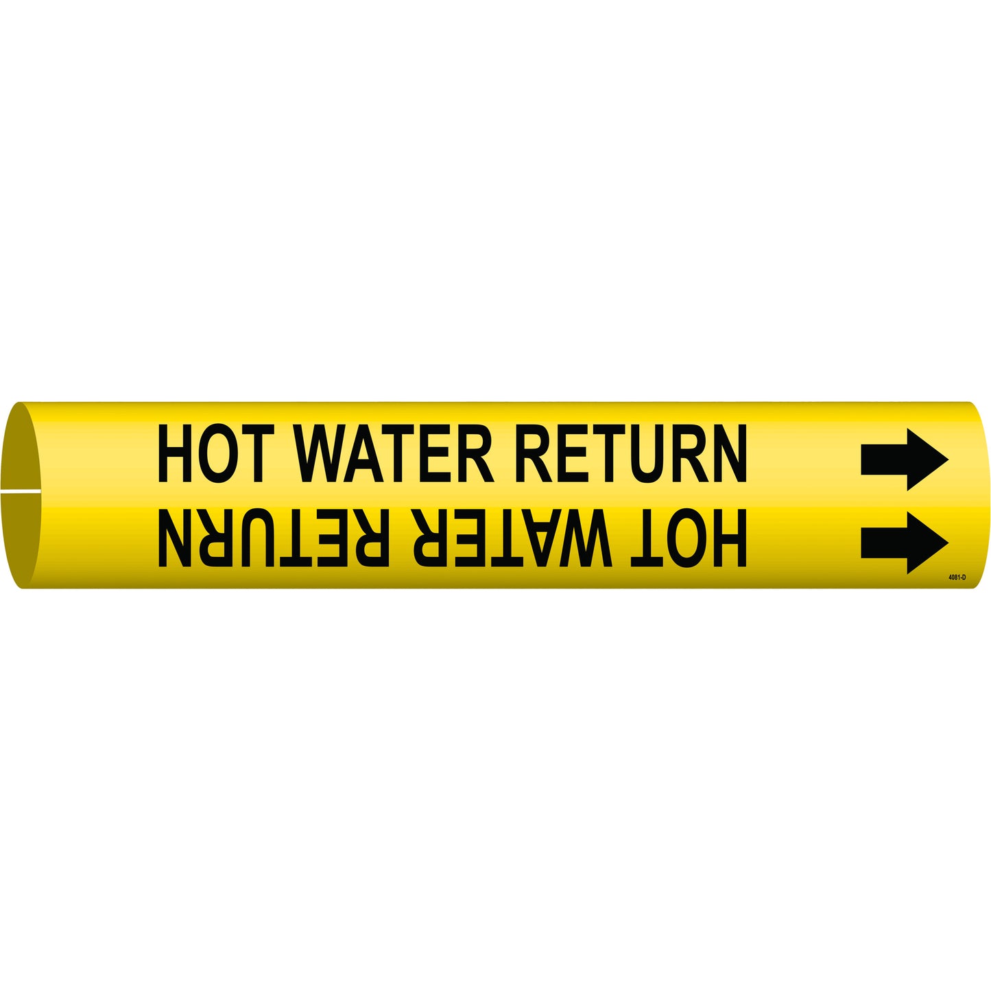 Brady "High Pressure Return" Pipe Marker, Snap-On, 2-13/16" H x 2-13/16" W, Black on Yellow