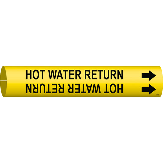 Brady "High Pressure Return" Pipe Marker, Snap-On, 2-13/16" H x 2-13/16" W, Black on Yellow