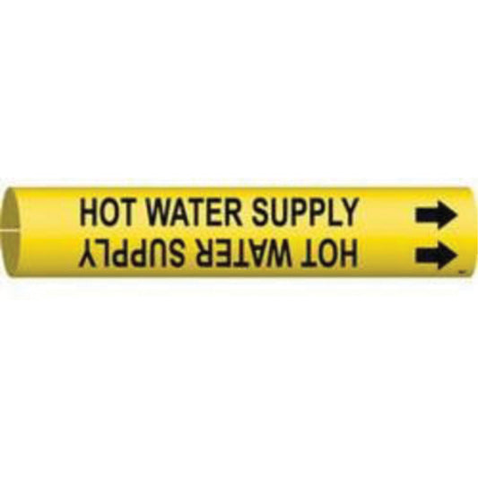 Brady "Hot Water Supply" Pipe Marker, Snap-On, 13/16" H x 13/16" W, Black on Yellow