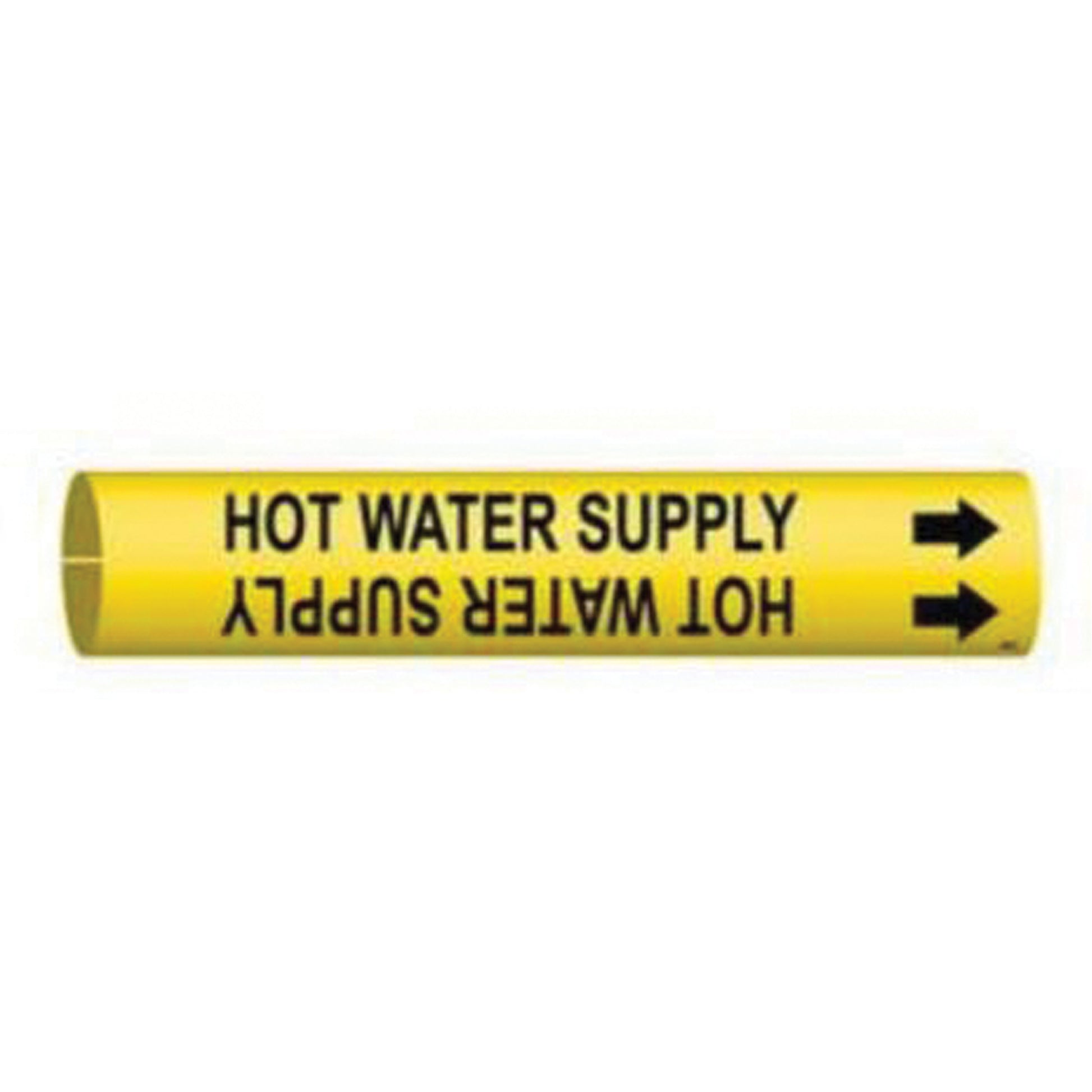 Brady "Hot Water Supply" Pipe Marker, Snap-On, 2-13/16" H x 2-13/16" W, Black on Yellow