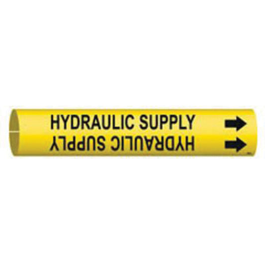 Brady "Hydraulic Supply" Pipe Marker, Snap-On, 13/16" H x 13/16" W, Black on Yellow