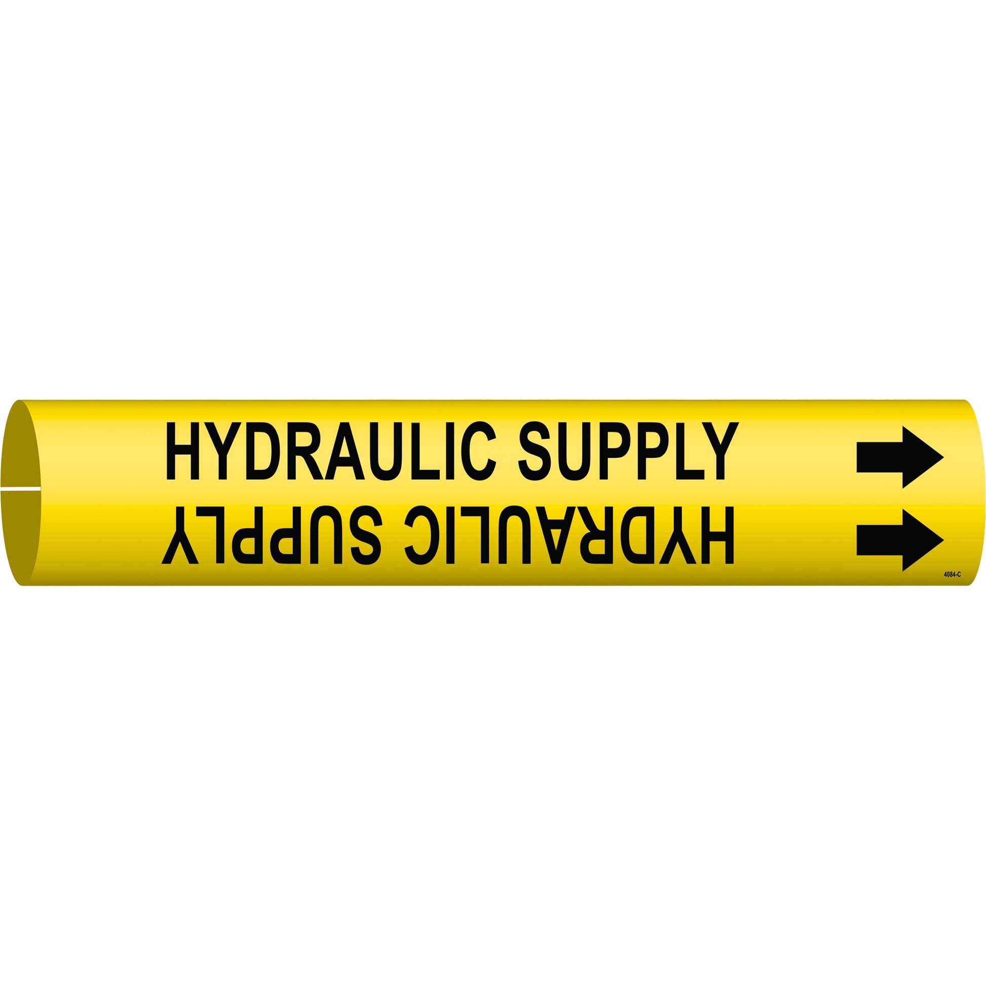 Brady "Hydraulic Supply" Pipe Marker, Snap-On, 2" H x 2" W, Black on Yellow
