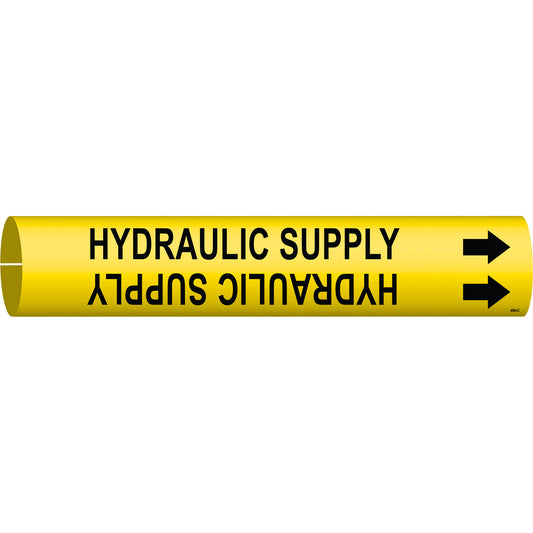 Brady "Hydraulic Supply" Pipe Marker, Snap-On, 2" H x 2" W, Black on Yellow