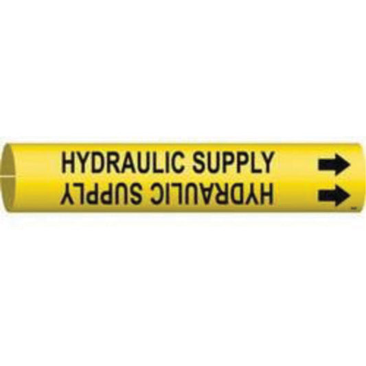 Brady "Hydraulic Supply" Pipe Marker, Snap-On, 2-13/16" H x 2-13/16" W, Black on Yellow