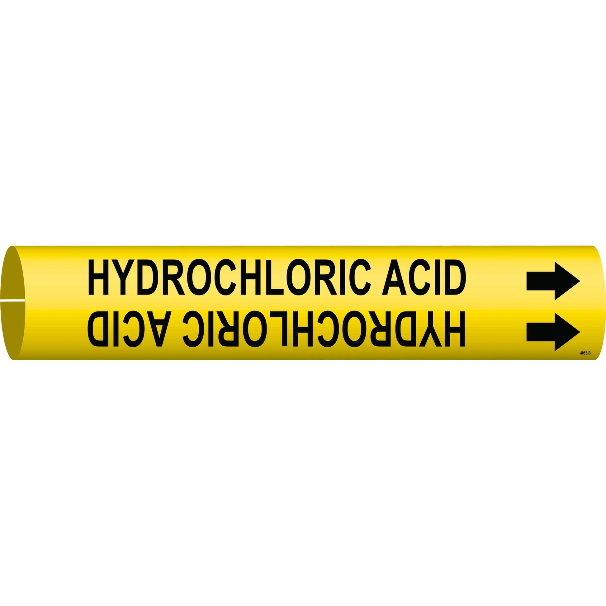 Brady "Hydrochloric Acid" Pipe Marker, Snap-On, 7/8" H x 7/8" W, Black on Yellow