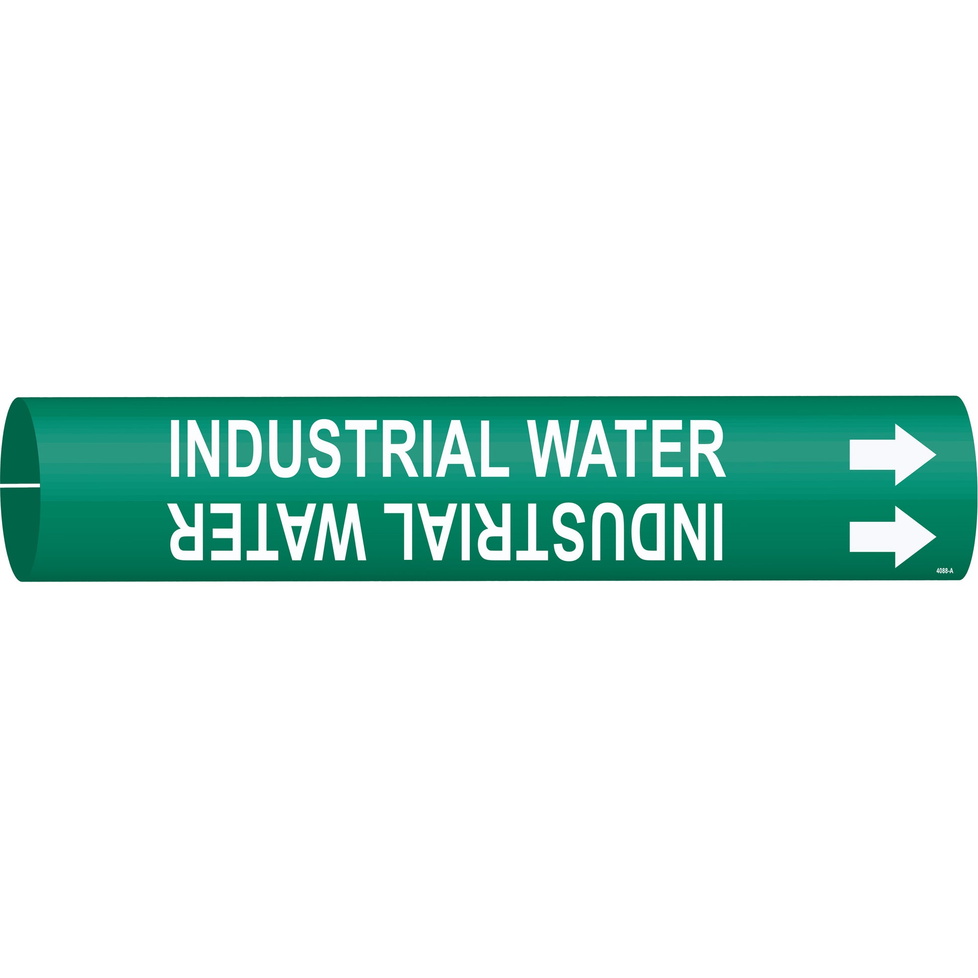 Brady "Industrial Water" Pipe Marker, Snap-On, 13/16" H x 13/16" W, White on Green