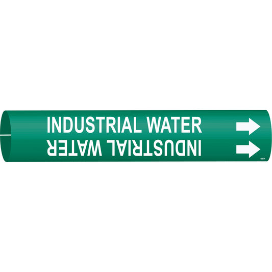 Brady "Industrial Water" Pipe Marker, Snap-On, 13/16" H x 13/16" W, White on Green