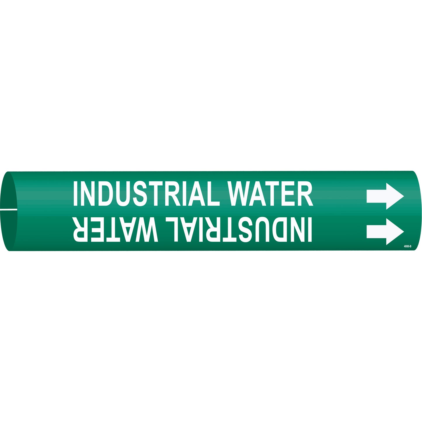 Brady "Industrial Water" Pipe Marker, Snap-On, 7/8" H x 7/8" W, White on Green