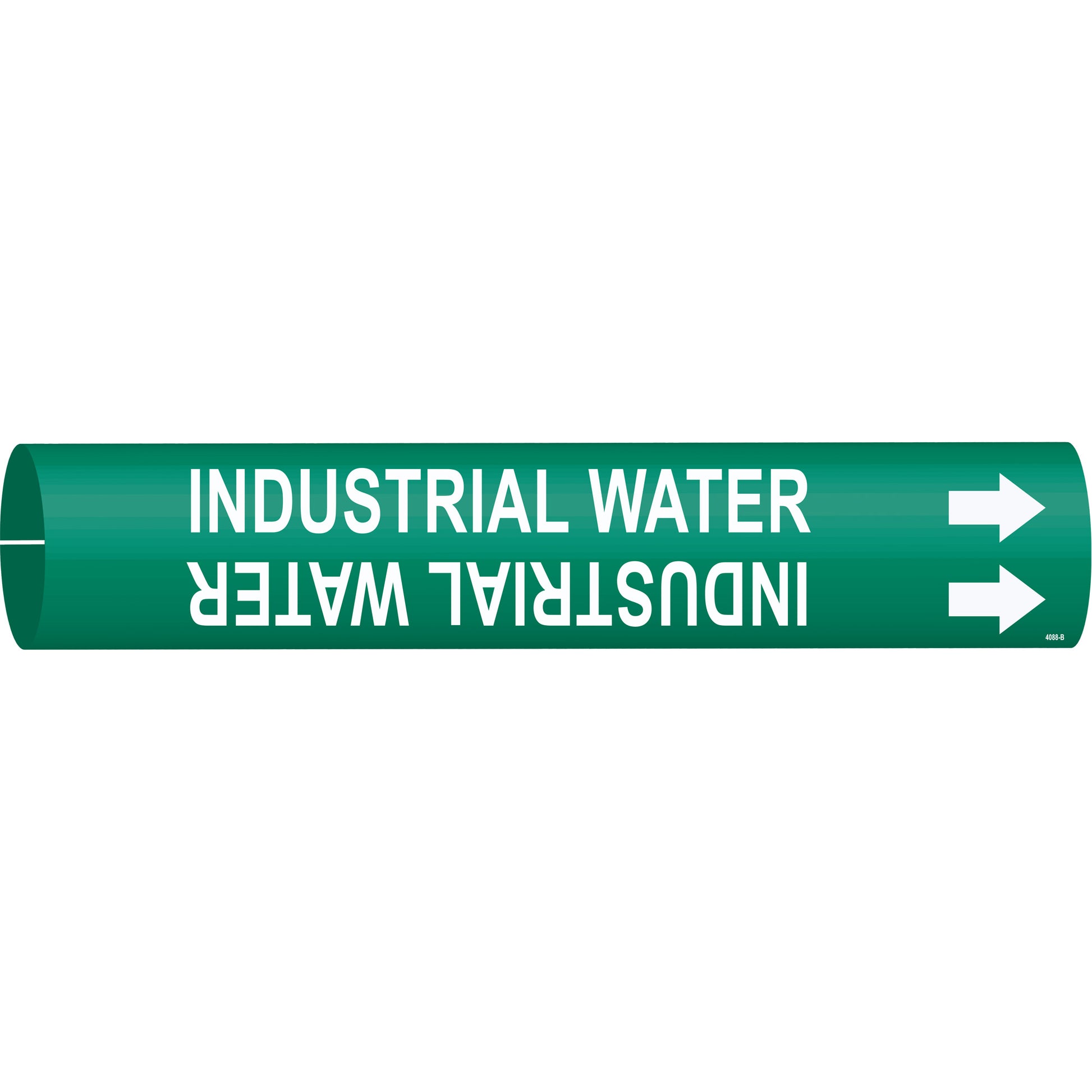 Brady "Industrial Water" Pipe Marker, Snap-On, 7/8" H x 7/8" W, White on Green