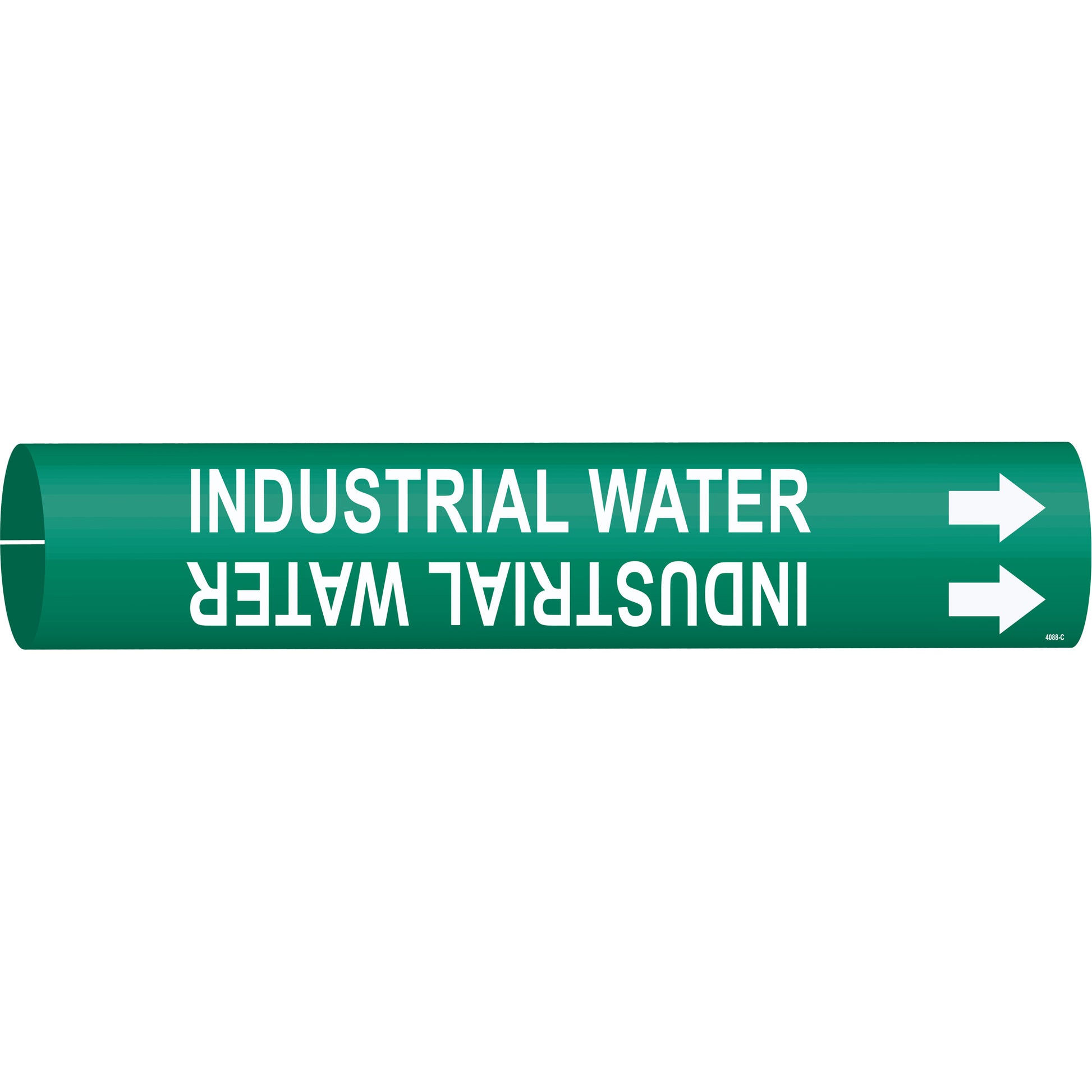 Brady "Industrial Water" Pipe Marker, Snap-On, 2" H x 2" W, White on Green