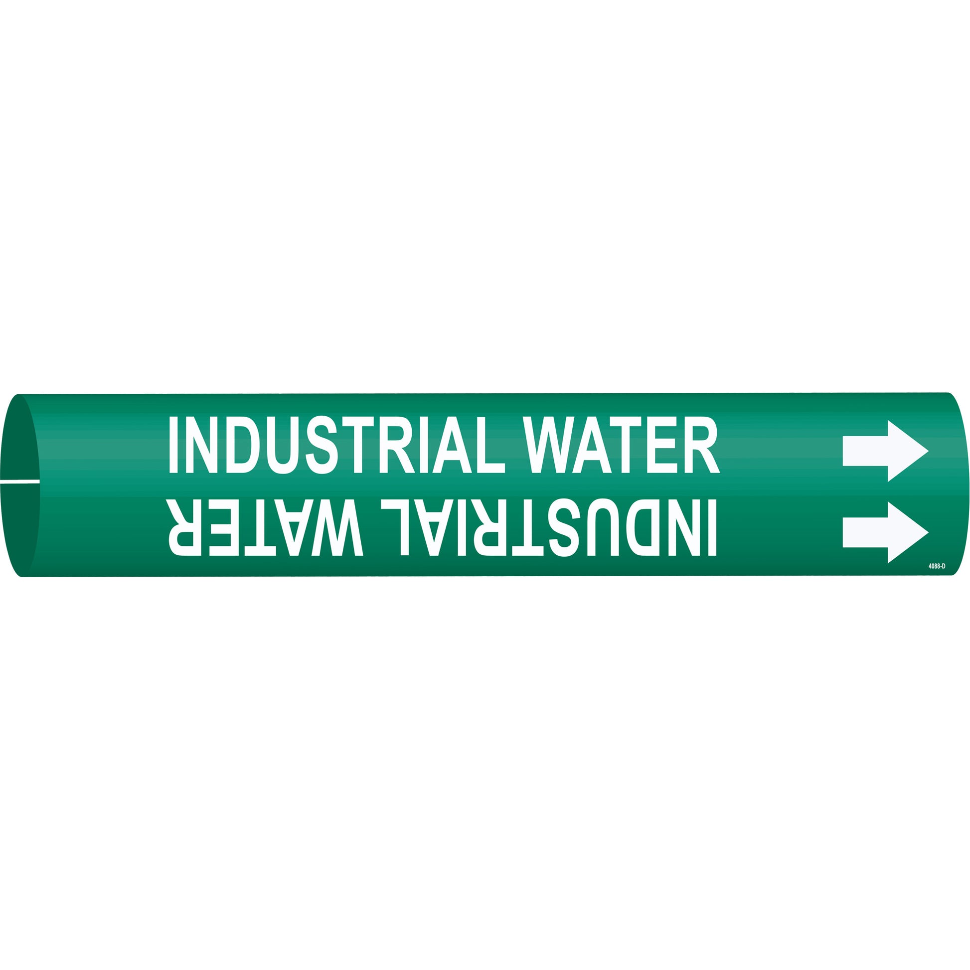 Brady "Industrial Water" Pipe Marker, Snap-On, 2-13/16" H x 2-13/16" W, White on Green