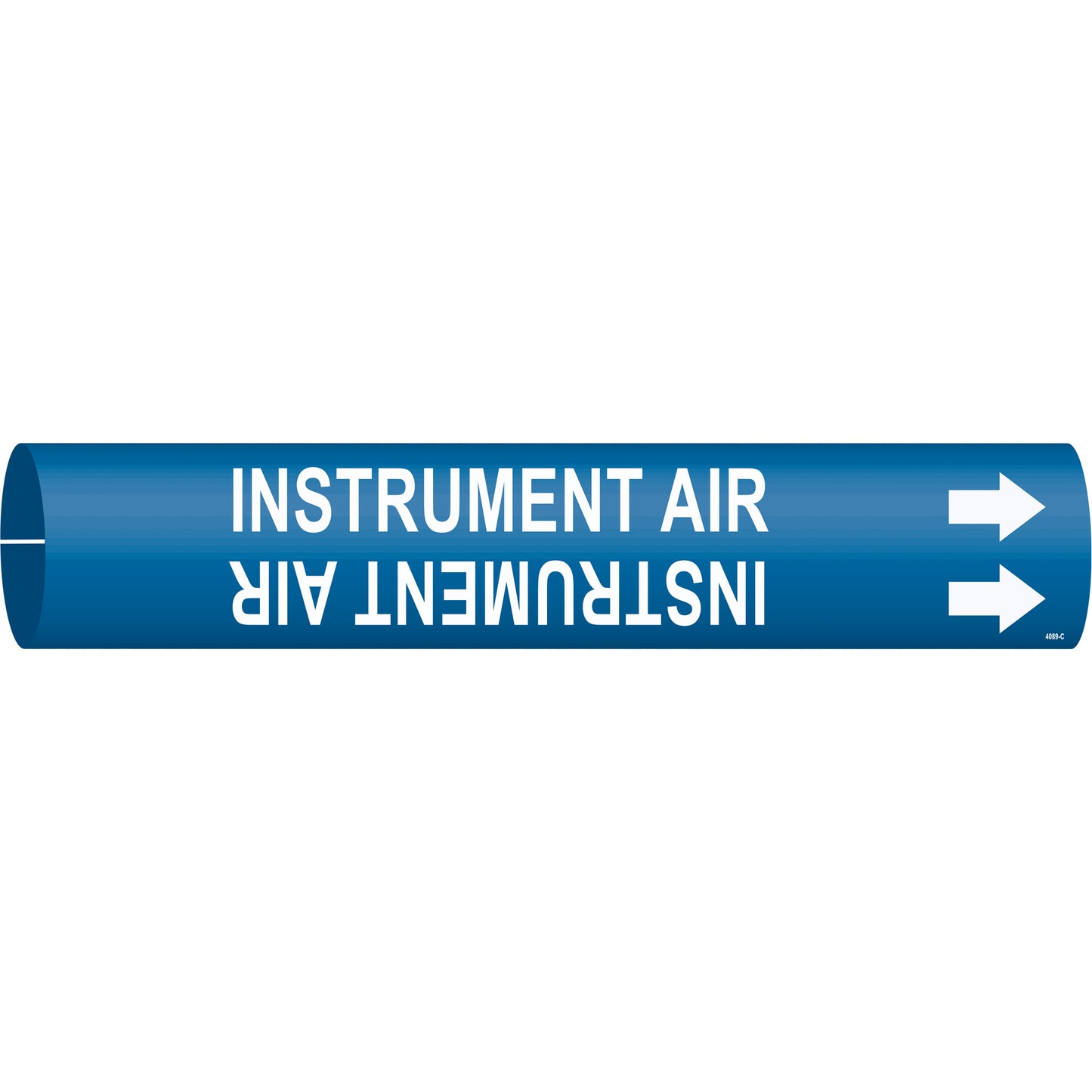 Brady "Instrument Air" Pipe Marker, Snap-On, 2" H x 2" W, White on Blue