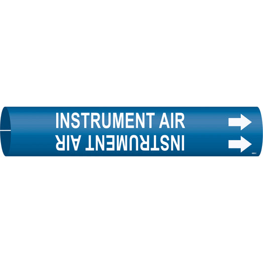 Brady "Instrument Air" Pipe Marker, Snap-On, 2" H x 2" W, White on Blue